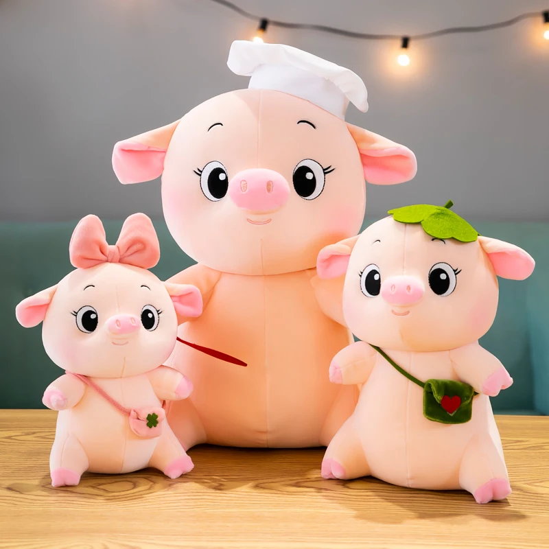 

Plush toy stuffed doll cartoon animal pig piggy become cook chef student baby bedtime story friend birthday Christmas gift 1pc