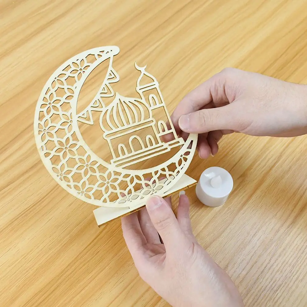 Светодиодный подвесной деревянный Ид Мубарак Карим Рамадан Свечи Свет Исламский