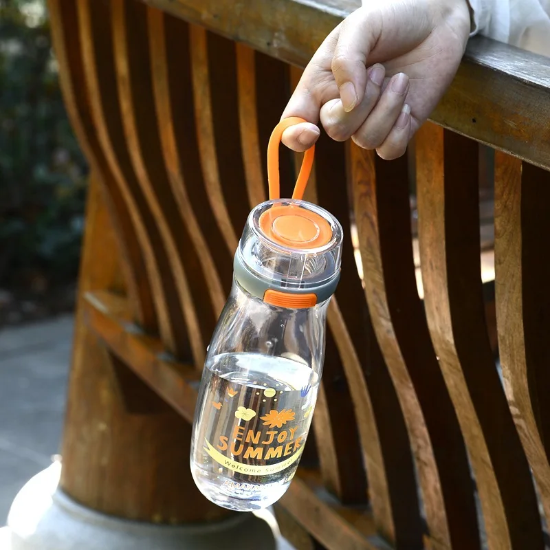 Портативная пластиковая бутылка для воды без бисфенола А летняя мультяшная
