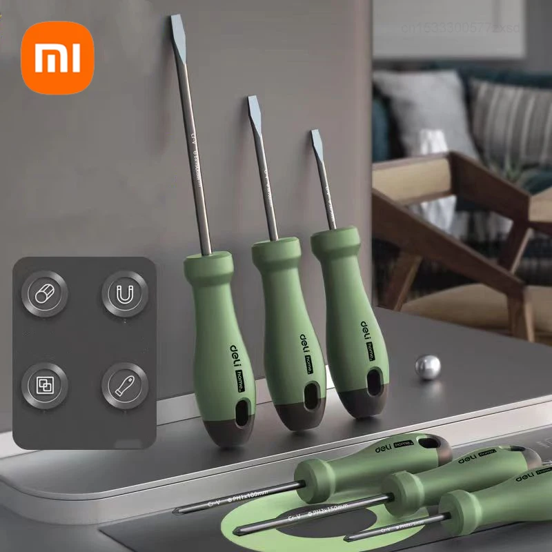 

Xiaomi Deli инструмент 1 шт. 100 мм Универсальная многоцветная Магнитная двухцелевая отвертка ручные инструменты ручные отвертки