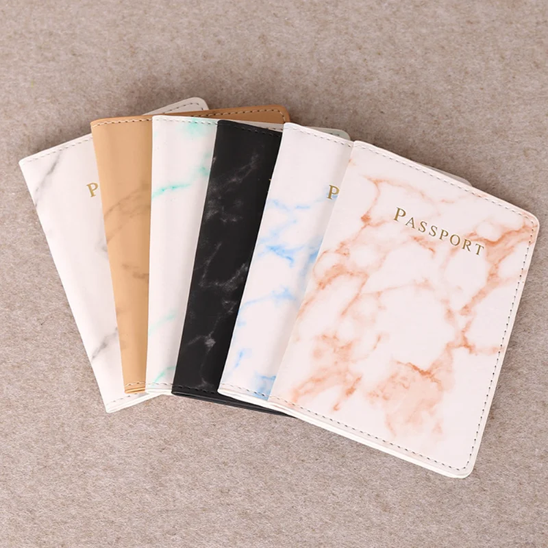

Fashion Women Passport Bag Plane Ticket Clip Pu Leather Marble Style Travel ID Credit Card Holder Packet Wallet Purse Bags Pouch