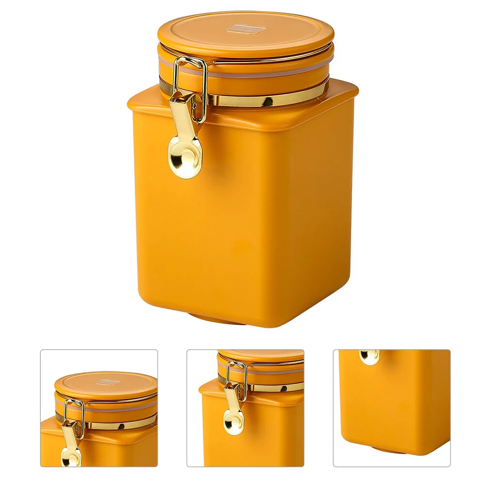 

Coffee Bean Airtight Can Sealed Jar Stainless Steel Food Containers Tank Storage Multifunctional Gold Plated Metal Candy Glass