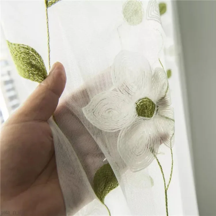 

White Magnolia Flower Embroidery Simple and Modern Tulle for Living Room and Bedroom High-quality Environmental Protection Tulle