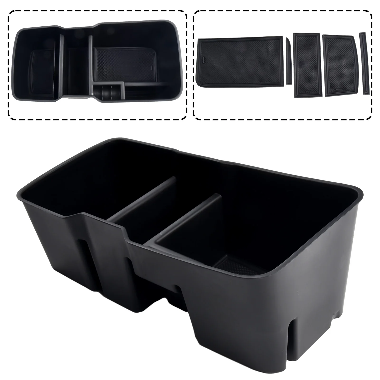 

1pc For Kia EV6 2021-2023 Central Control Storage Box Car Armrest Bottom Storage Box Durable ABS Black Interior Accessories