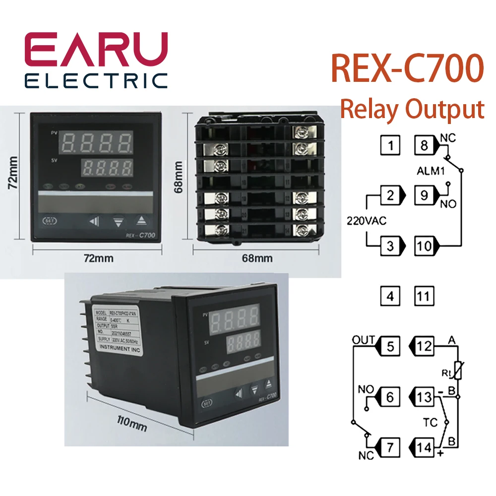 Цифровой Интеллектуальный промышленный регулятор температуры PID K, Универсальный вход для детской модели C400, C700, C900, релейный выход термостата SSR