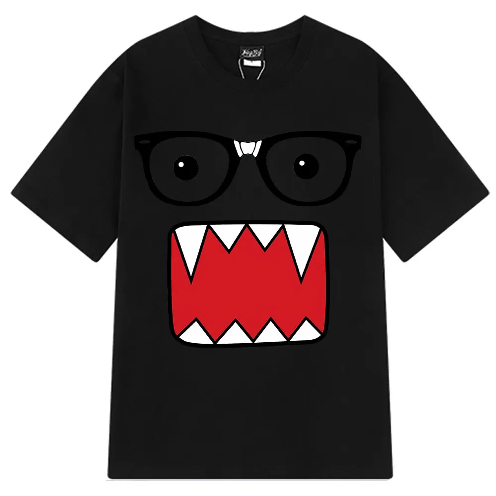 Фото Domo Kun забавные юмористические модные футболки мужские и женские повседневные футболки из 100% хлопка Harajuku с коротким рукавом негабаритная футболка унисекс №4