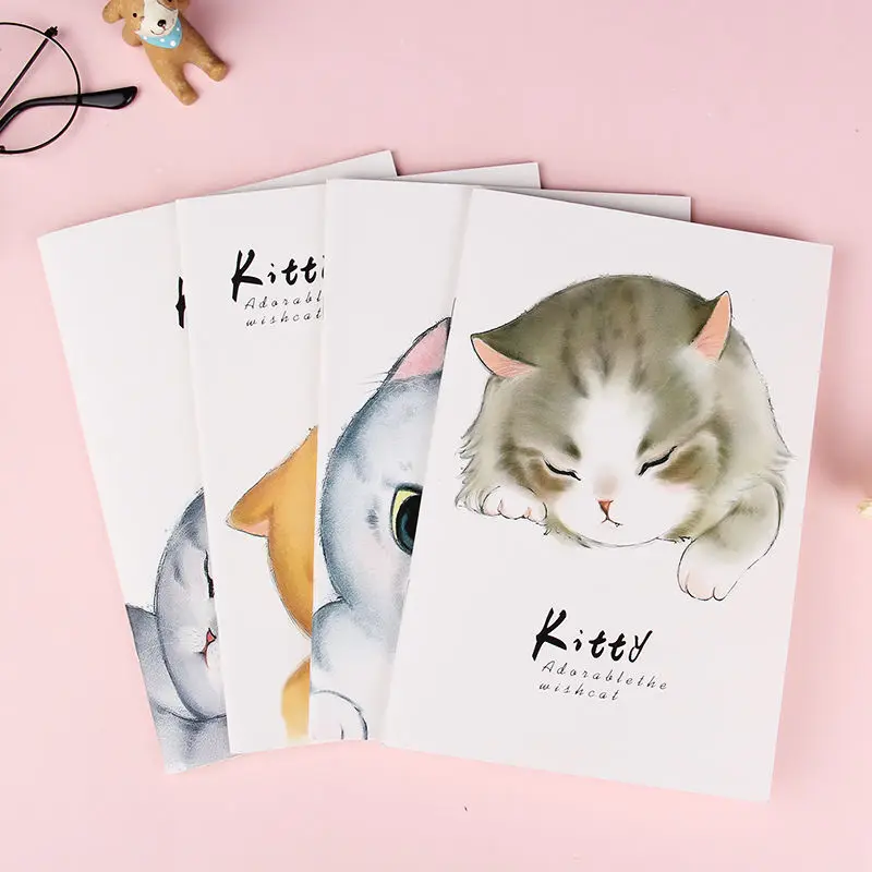 

New A5 Cute Cartoon Animals Notebook with Lined Paper Notepad Planner Book for Kids Stationery School Student Gifts 4Pcs/set