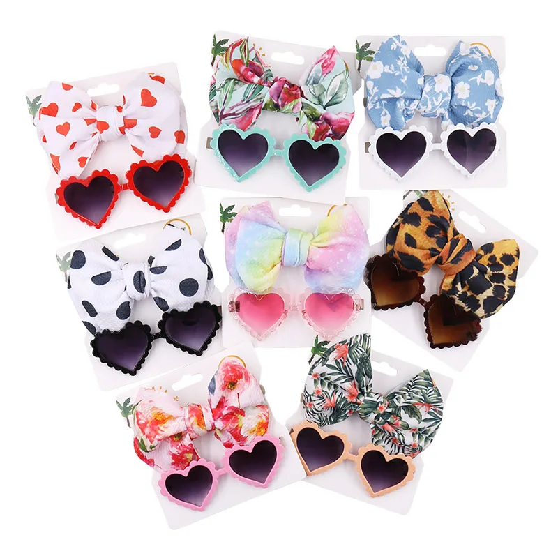

2PCS/Pack Baby Girl Hair Accessories Baby Headband Heart Sunglasses Kids Headwear Beach Photography Props Toddler Head Bands