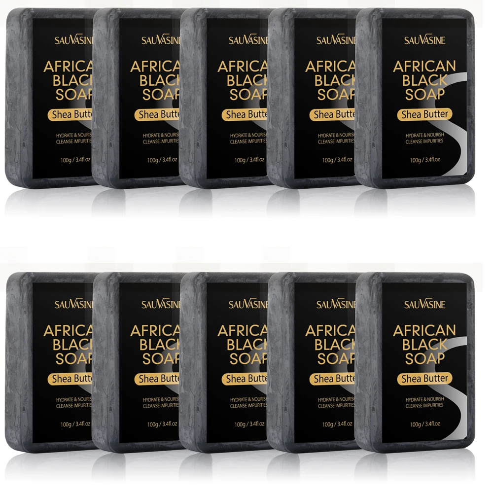 

100g AFRICAN BLACK SOAP Shea Butter Bar Kit Moisturizing Acne Treatment Cleanser for Clear Skin Care Deep Cleaning Glowing
