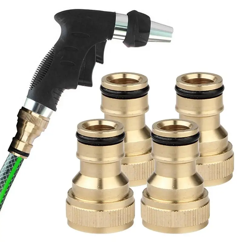 

Hose Quick Connect Fittings 4pcs Solid Brass 1/2 Inch Adapter Thread Fitting No-Leak Water Hose Female And Male Adapter Sprinker