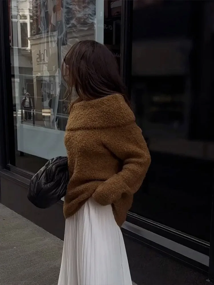 Женский модный сексуальный однотонный свитер с разрезом на шее элегантный