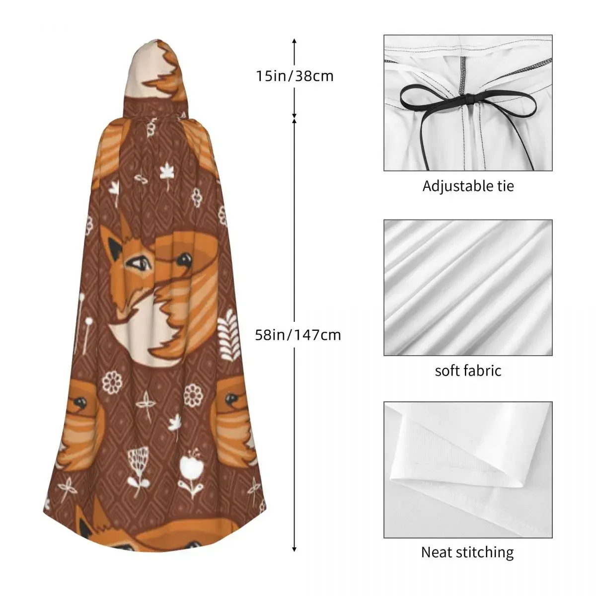 Накидка вампира для взрослых халат с капюшоном скандинавский плащ лисой на