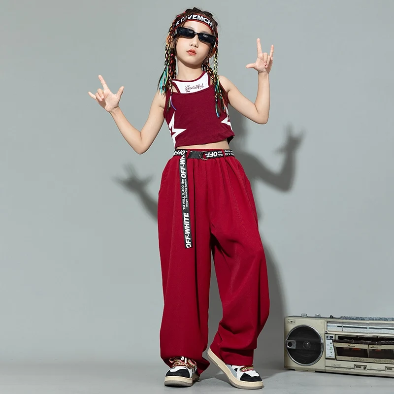 New Jazz Dance Girls Kids Clothing Children Vest Pants Suit Hip-hop Street Clothes Catwalk Show Costumes DQL9883