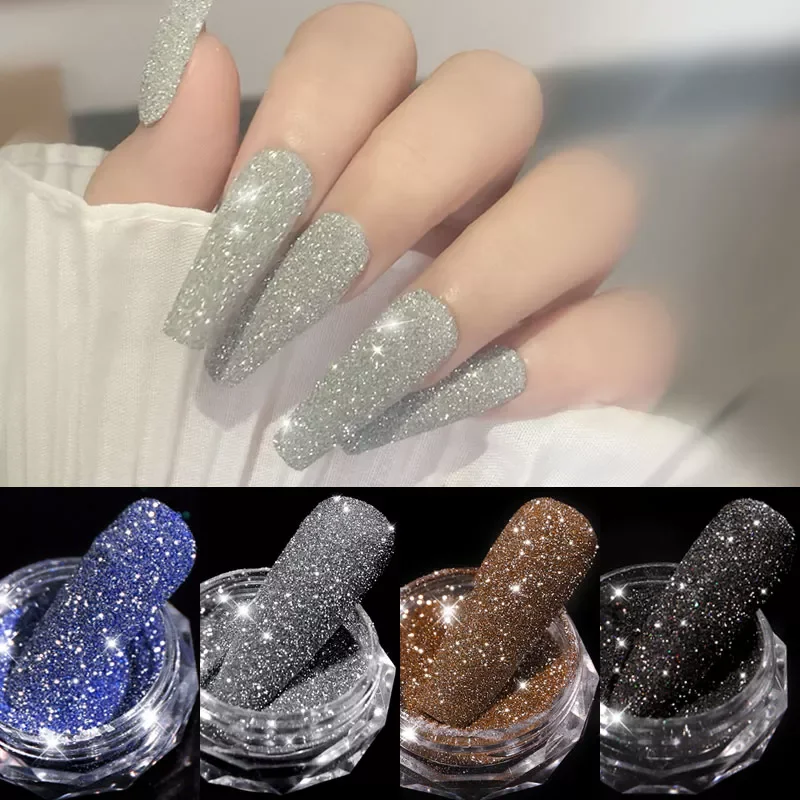 

1Box Sparkling Diamond Nail Powder Laser Silver Reflective Nail Glitter Dust Fine Shiny Pigment Holographic Nail Art Decorations