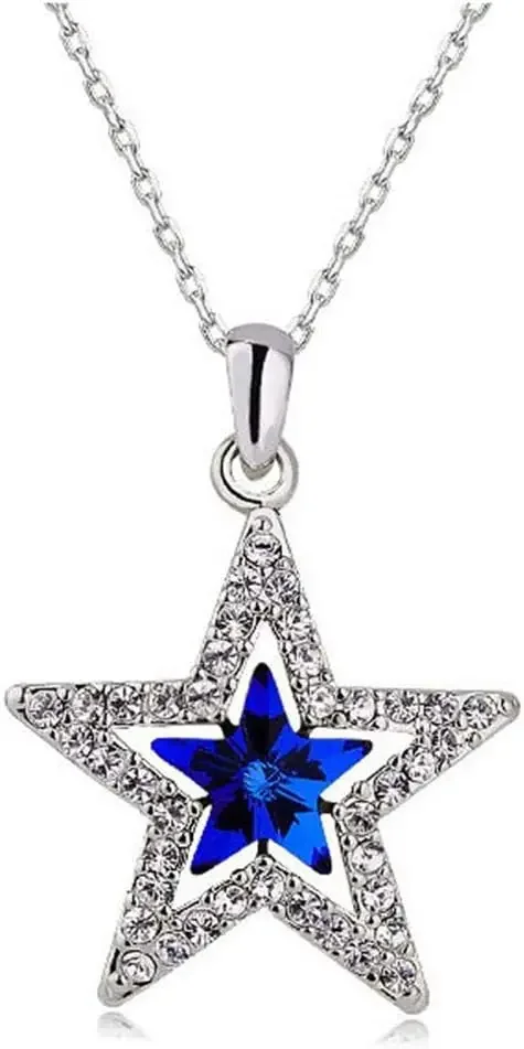 Популярные красочные хрустальные ожерелья с подвеской в виде звезды серебряное