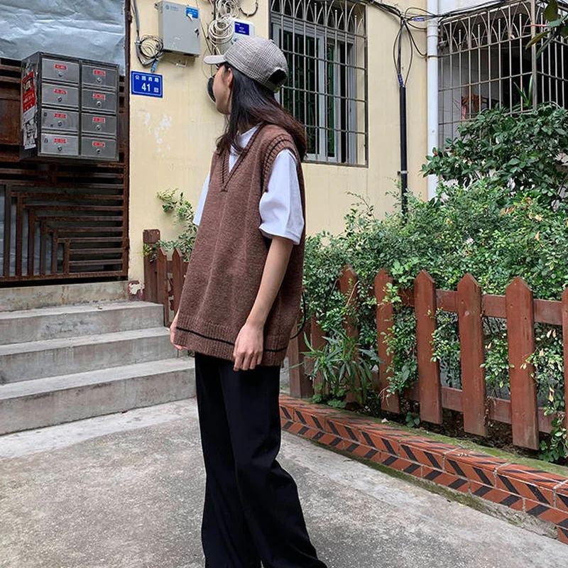 Женские свитера жилеты в консервативном стиле Harajuku студенческая уличная одежда