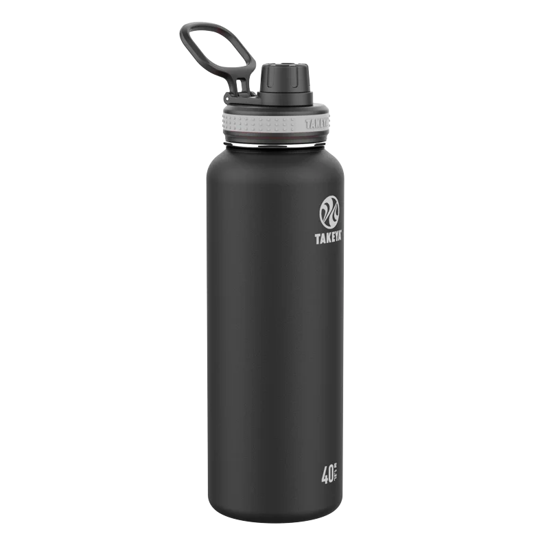

Classy 40oz Black Vacuum Insulated Stainless Steel Water Bottle With Spout: Perfect for Long-Lasting Hydration On-the-Go.