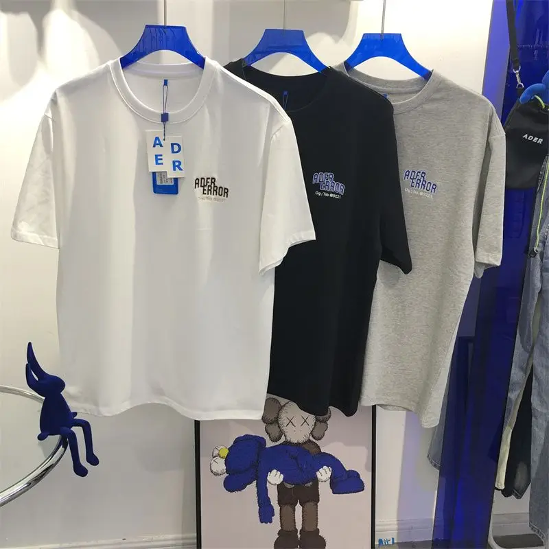 

Летняя Базовая футболка Ader с вышивкой надписями и круглым вырезом для пары