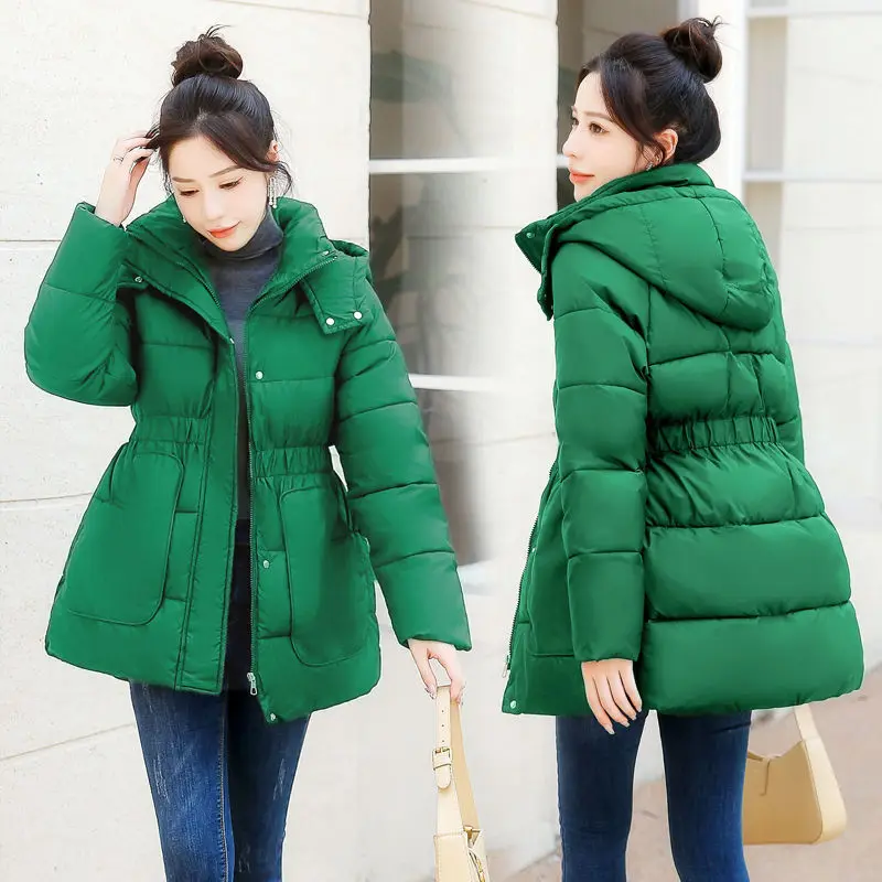 

Down Padded Women's 2022 New Autumn and Winter Korean Version Fashion and Elegant Waist Thick Padded Jacket Coat Large Size