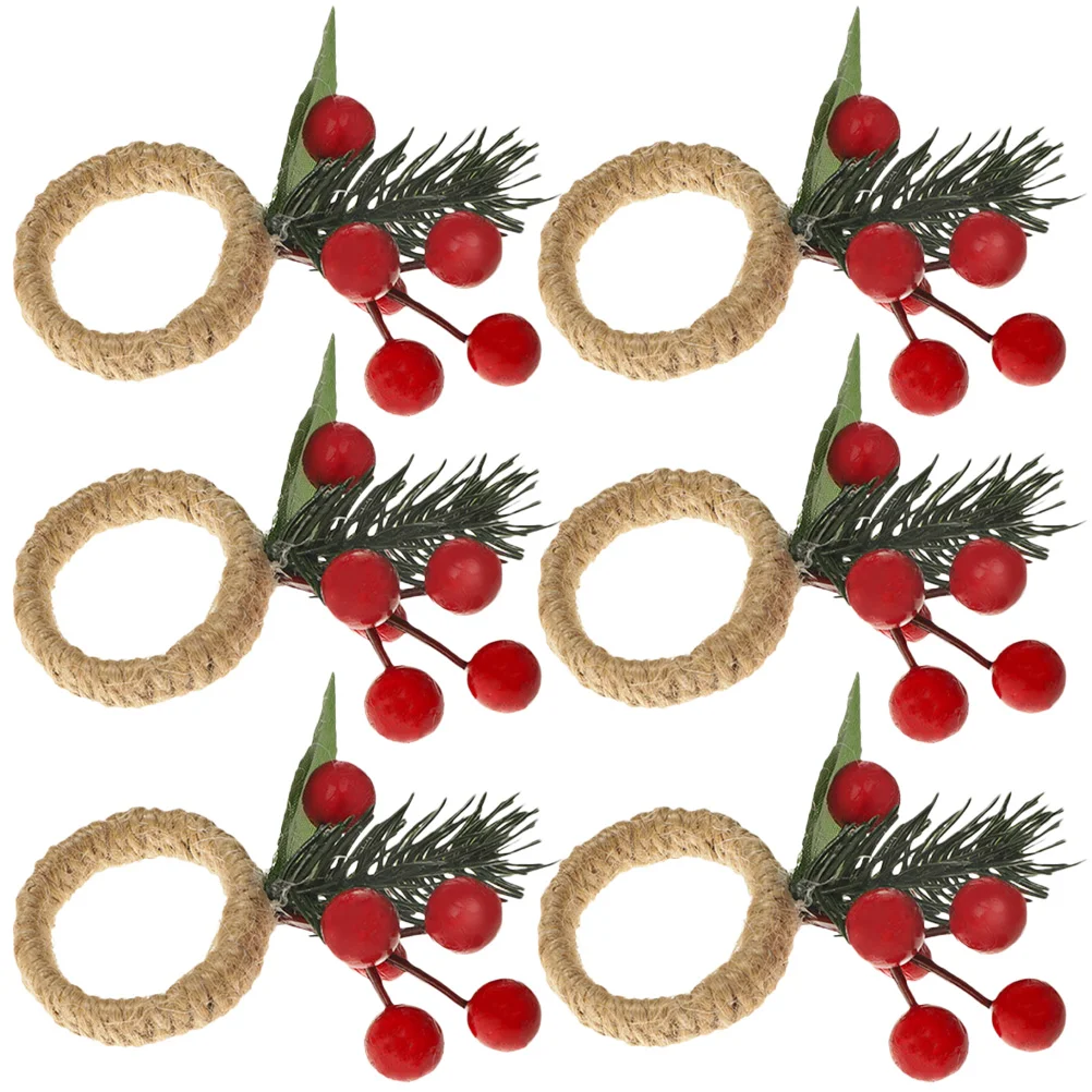 

Napkin Rings Christmas Berry Ring Buckles Wreath Berries Xmas Party Holders Holder Decorations Decoration Artificial Decor