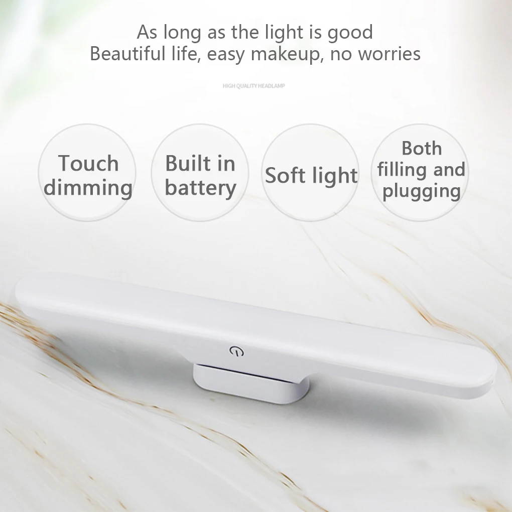 

Under Cabinet Light Bar Touch Control Rechargeable Makeup Fill Lamp Stepless Dimmable Lighting Attachable Adjustable