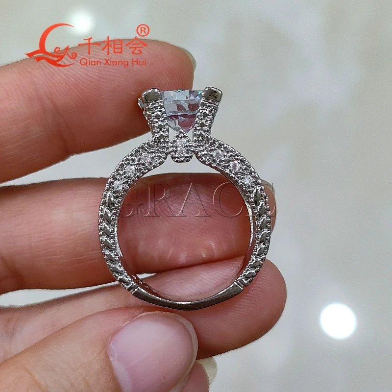 4ct 10mm round Moissanite half marquise Eternity Band Ring Men Sterling 925 Silver Diamonds Engagement  Male Wedding Jewelry