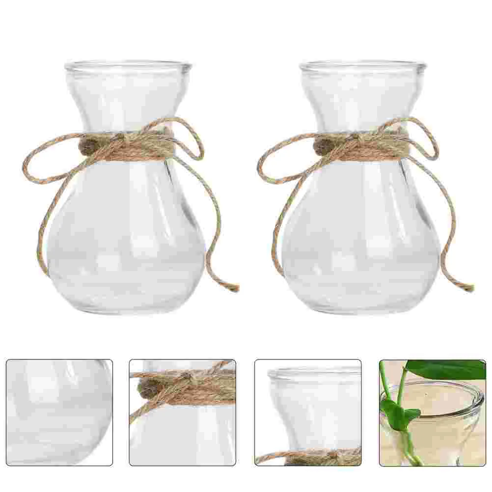 

2pcs Glass Craft Vase Ornament Simple Glass Flower Arrangement Container Simple Vase