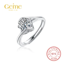 geme 925 sterling silver moissanite wedding engagement ring 1ct 2ct 3ct d color heart rings for women anniversary gifts