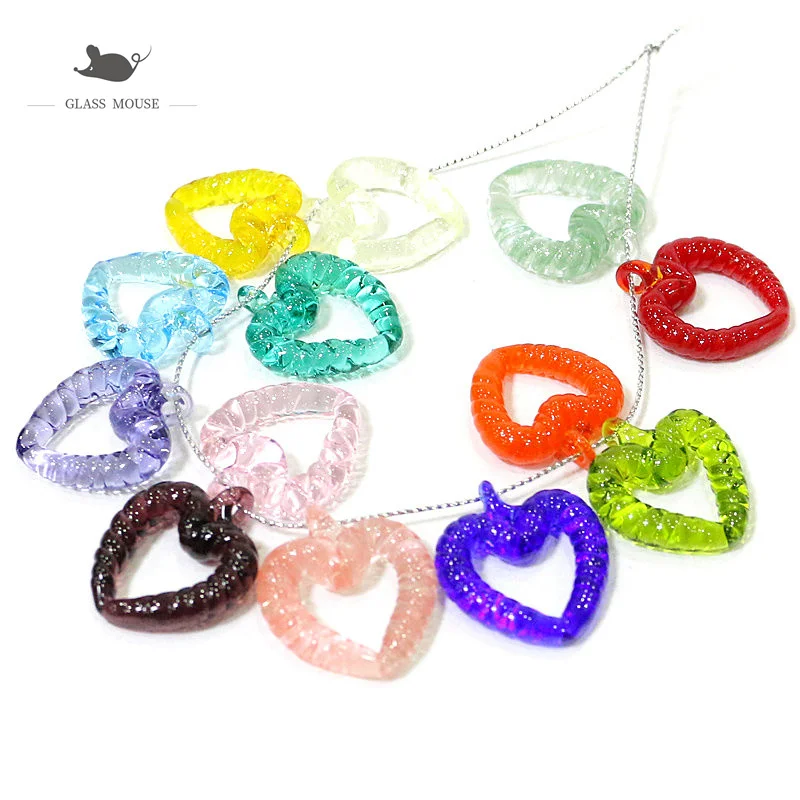 

Lovely Glass Heart Shape Pendant Creative Fashion Ornament For DIY Jewelry Making Necklace Wedding Decor Accessories 2pcs 22mm