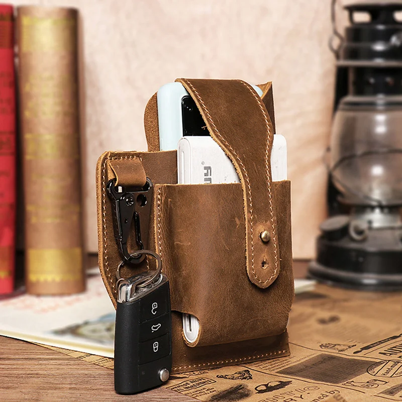 Поясная Сумка Crazy Horse мужская из натуральной кожи винтажная забавная Сумочка для