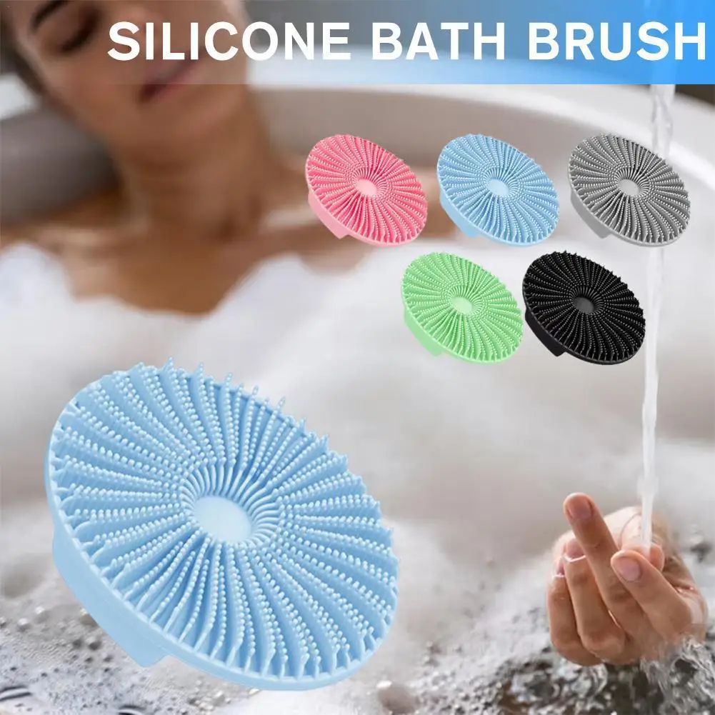 

Silicone Round Bath Brush Flushing Rub Back Soft Brush Bath Cleaning Portable Brush Suitable Hair Skin Multifunctional Care Q1k8