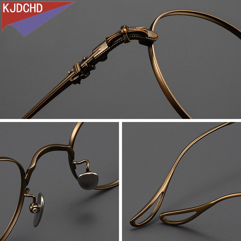 Модные удобные круглые очки в стиле ретро из чистого титана роскошные оптическая