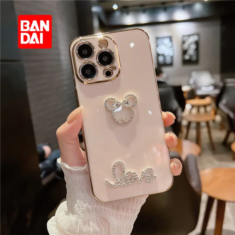 

Bandai Disney Phone Case for Samsung Galaxy S22+/S21/S20/S10/FE Diamond Cartoon Back Cover Kawaii Soft Fundas Coque