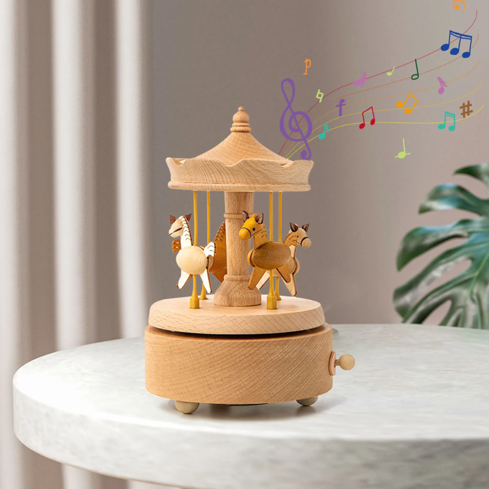 

Rosiking Wooden merry-go-round music box home furnishings ♫ Castle in the Sky ♫ For Friends Children Christmas Birthday Gifts