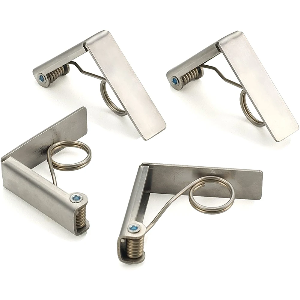 

4pcs Home Party Kitchen Supplies Wide Mouth Dining Room Picnic Anti Rust Wedding Clamps Stainless Steel Tablecloth Clips Stable