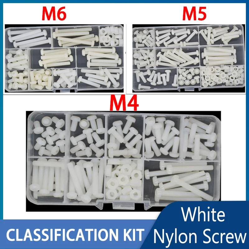 

M2 M2.5 M3 M4 M5 M6 White Nylon Pan Head Cross Screw Metric Thread Cross Plastic Round Head Bolt Assortment Kit Mechanical Screw