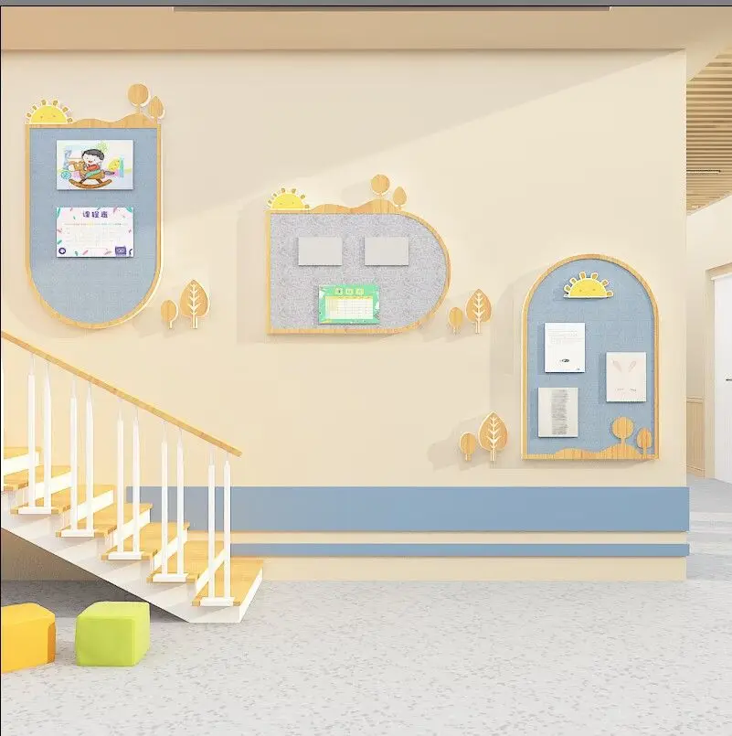 

Felt Board Kindergarten Environmental Creation Materials Construction Theme Wall Staircase Layout Decoration Painting Background