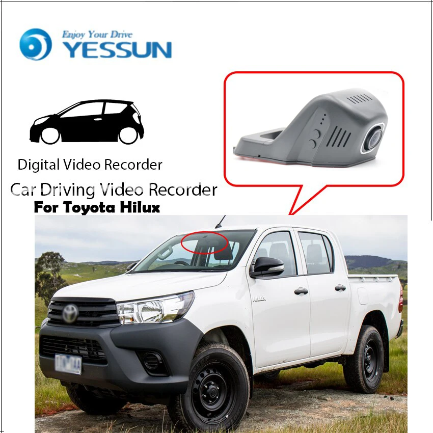

Видеорегистратор YESSUN для автомобиля Toyota Hilux, видеорегистратор с Wi-Fi, ночное видение, Novatek 96658