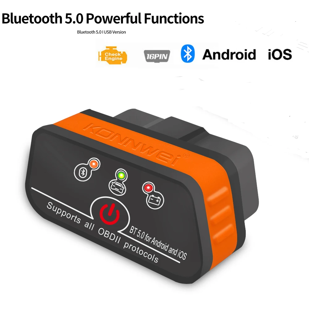 Автомобильный OBD2 iCar2 Bluetooth 5.0 ELM327 V1.5 OBDII для Android/IOS Anto сканер ELM 327 Auto OBD 2
