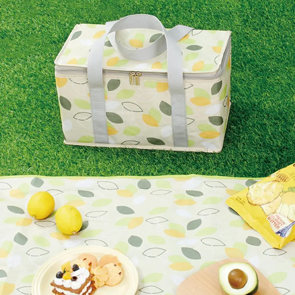 

Picnic Food Bag Sturdy Lunch Bag Square Shape Leakproof Useful Men Women Insulated Bento Lunches Tote Bag