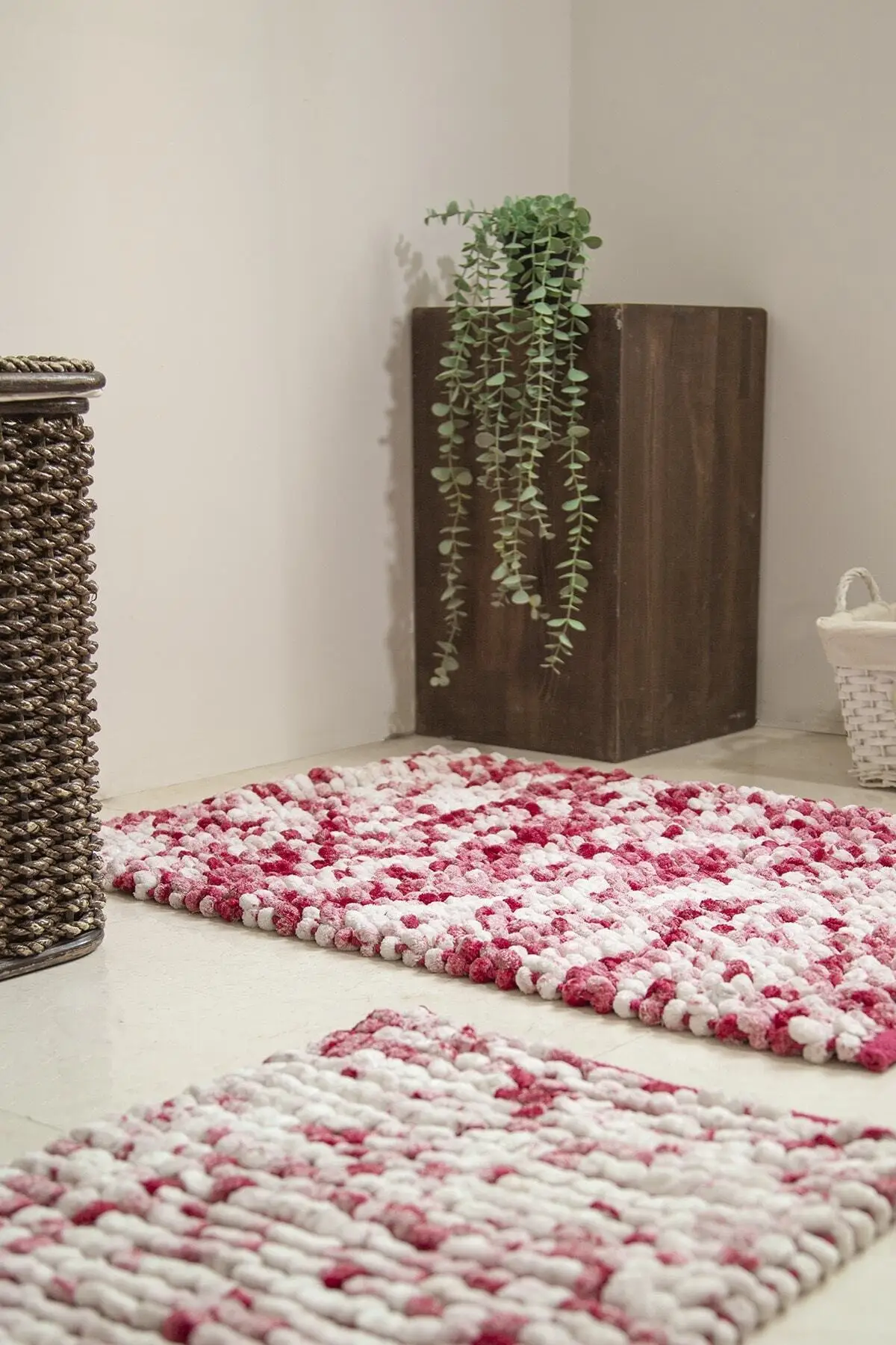 

Ottova коврик для ванной 2 'li фуксия 40x60 + 60x90 хлопок нескользящая подошва классический бежевый