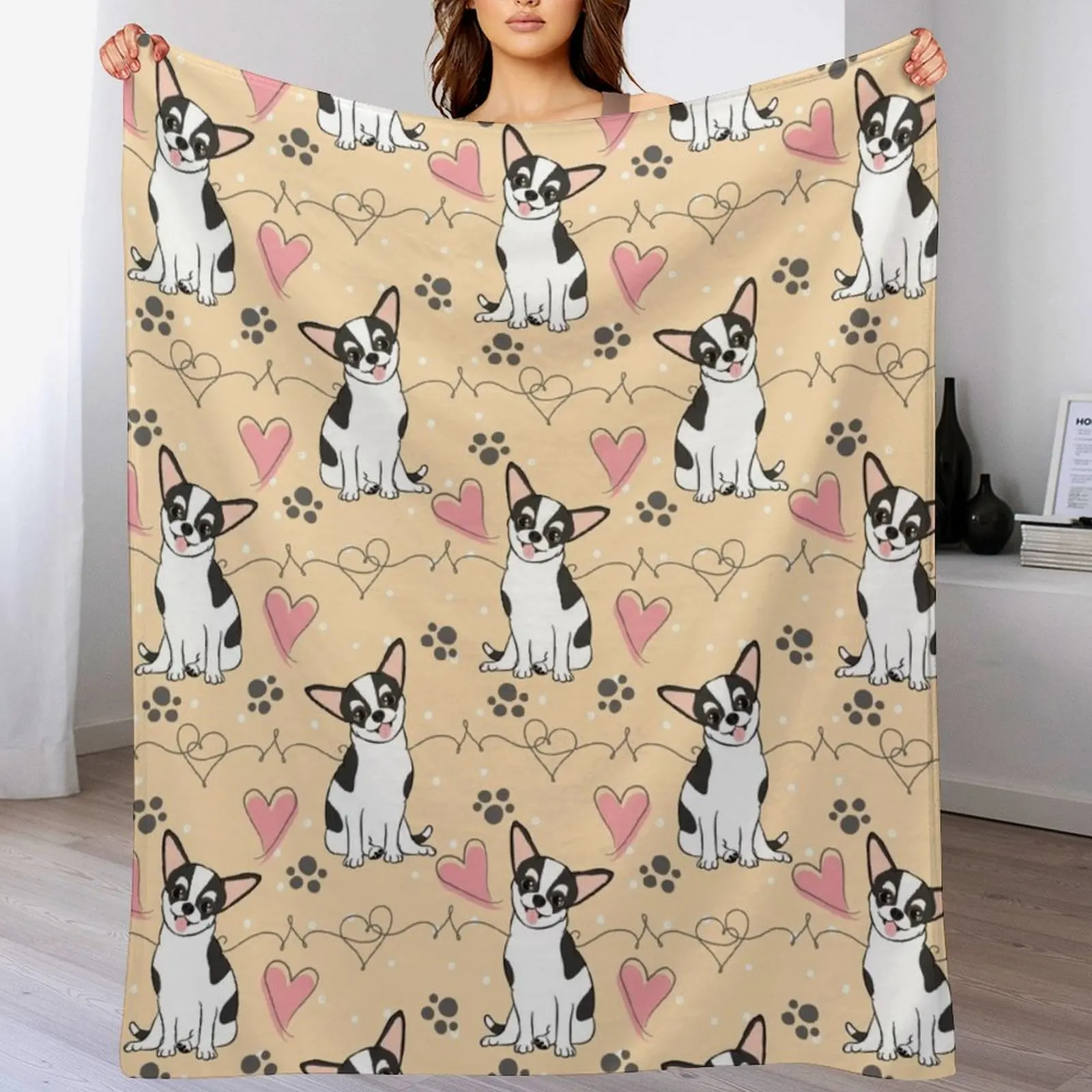 Черно-белое одеяло LOVE Chihuahua 1 декоративные диваны забавный подарок одеяла