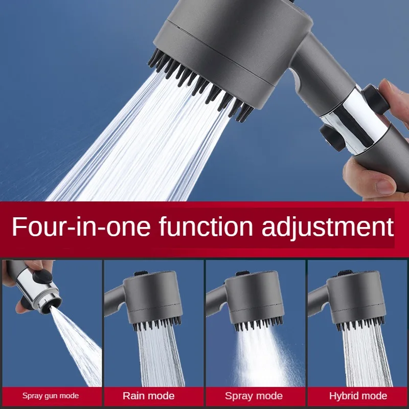 

Four In One Bath Shower Head With Filter Spray Handheld Booster Shower Head Super Pressurized Filtration Bathroom Accessories