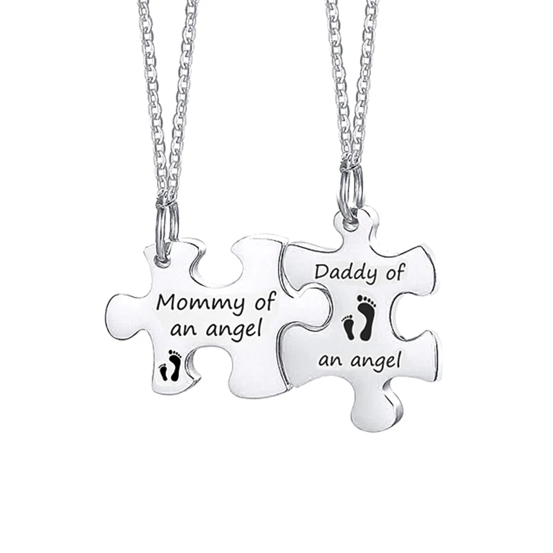 

2 Pce/set Best Friends BFF Stainless Steel Personalized Puzzle Necklace Friendship Customized Pendant necklaces Bridesmaid Gift