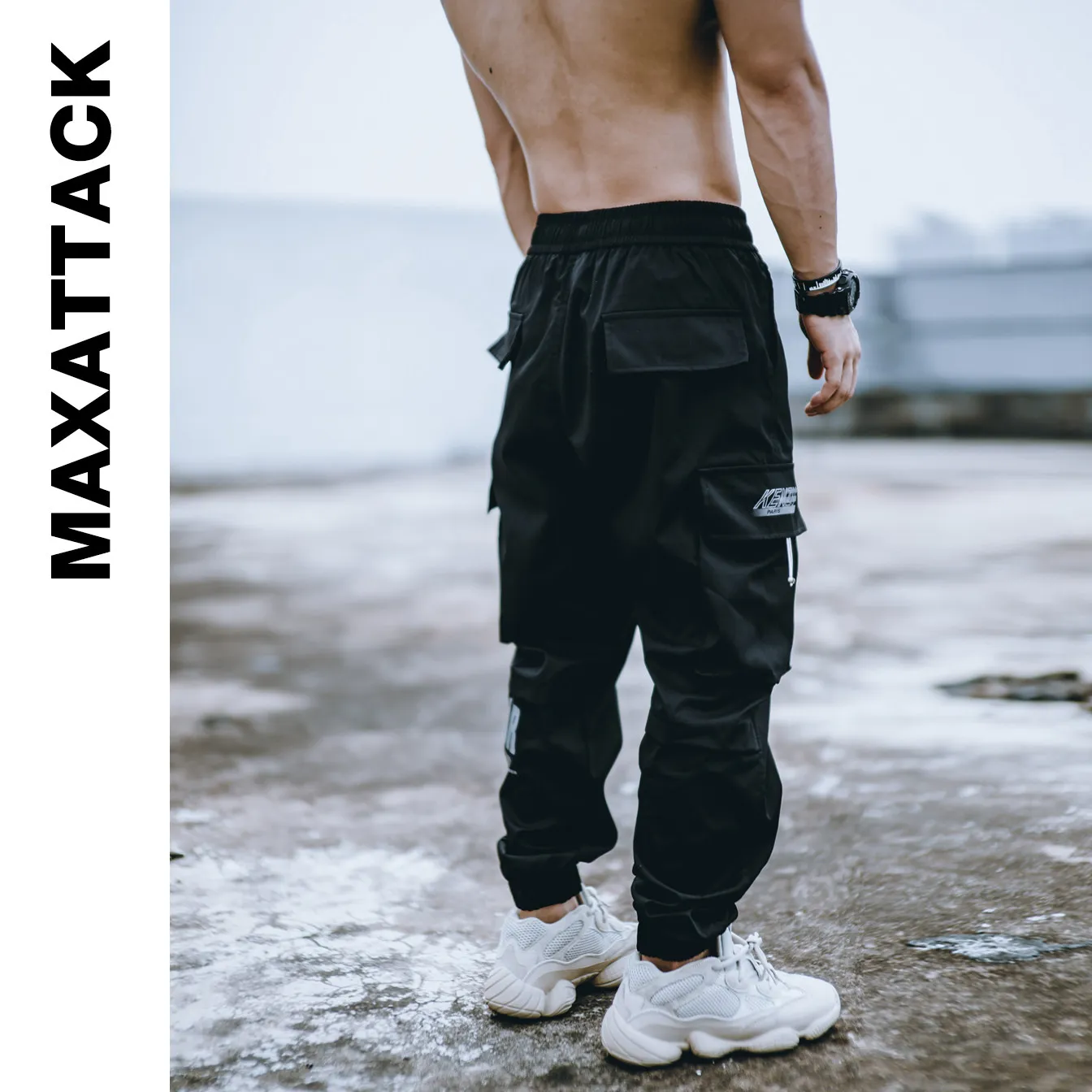 Фото Мужские брюки-карго, спортивные штаны, уличные длинные брюки с манжетами, повседневные осенние брюки с множеством карманов, прочная рабочая одежда, мужские брюки №4