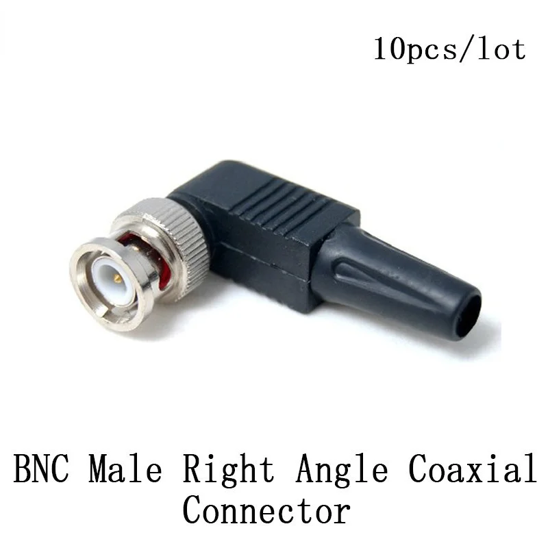 

10pcs/lot CCTV RG59 BNC male solderless right angle connector BNC Male Right Angle Coaxial Connector For RG59