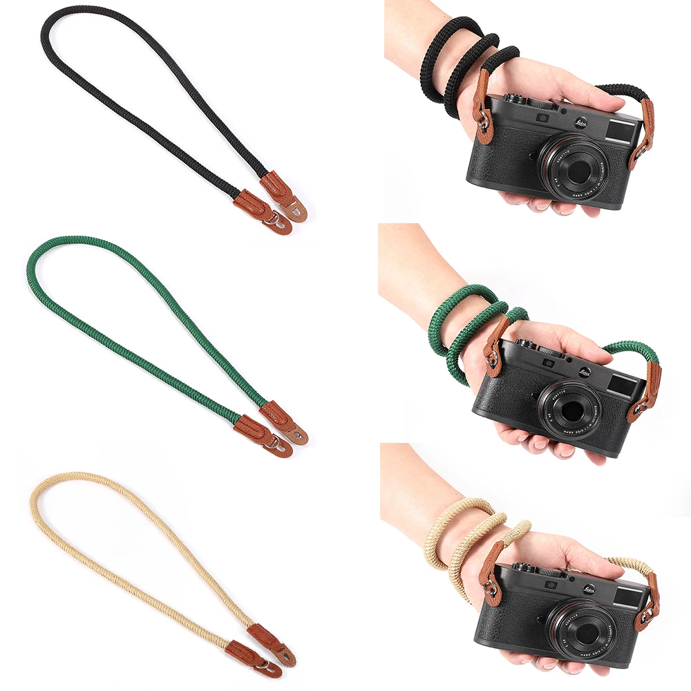 

Cotton Rope Camera Neck Strap Vintage Shoulder Strap Leather Lanyard for DSLR