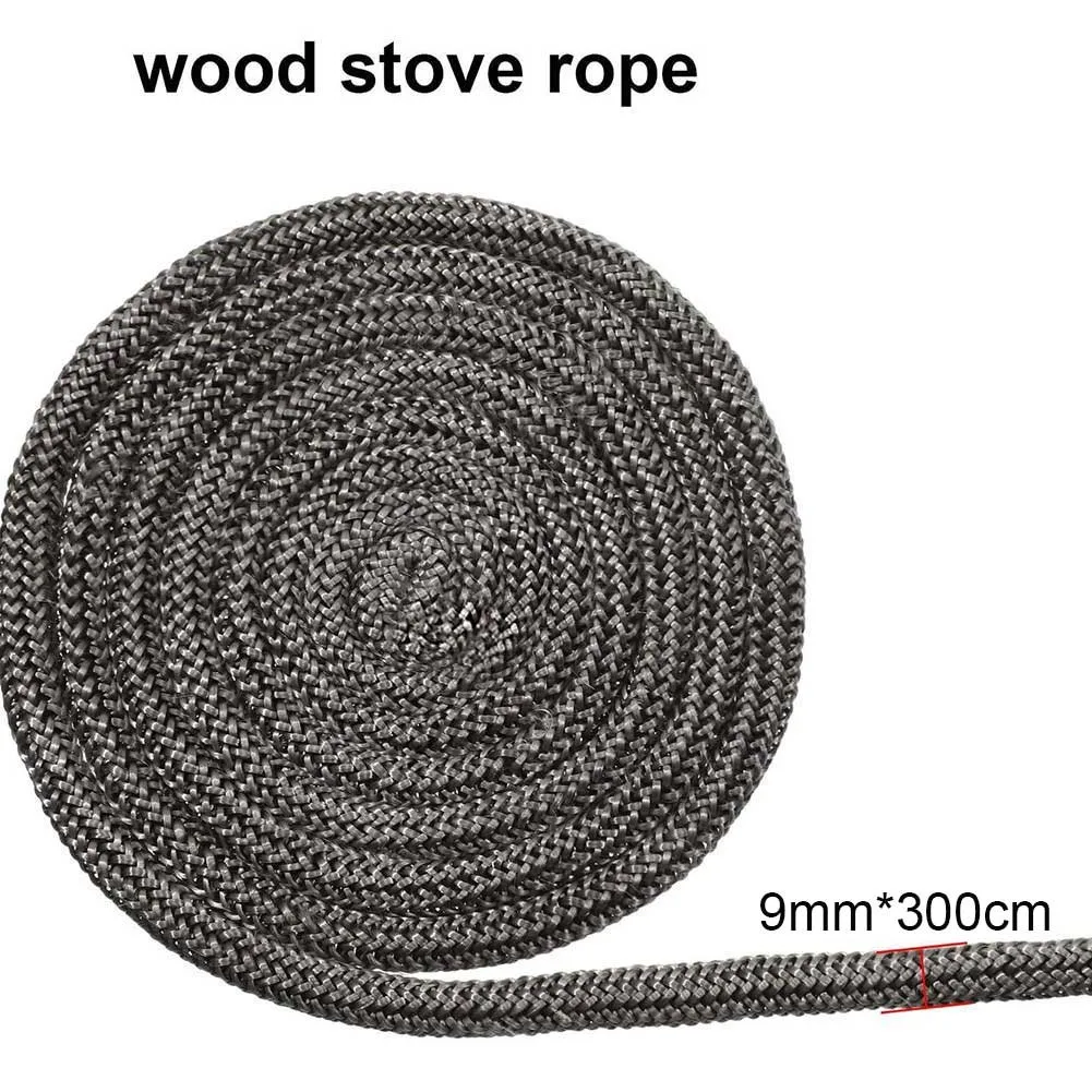 

1pcs Fiberglass Rope Seal Black Stove Fire Rope Wood Burning Stove 9mm 3meters Length Log Burner Door Seal Sealing Rope Parts