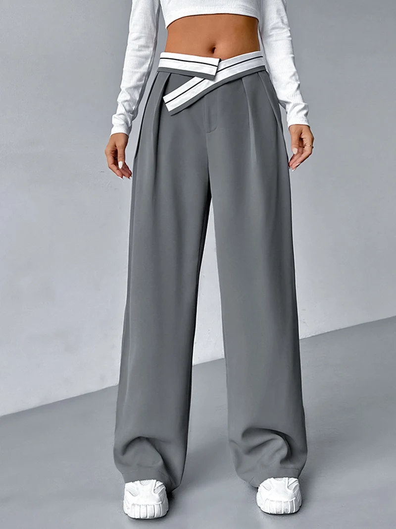 Женские повседневные брюки DGLUKE 2024 свободные женские длинные с высокой талией и