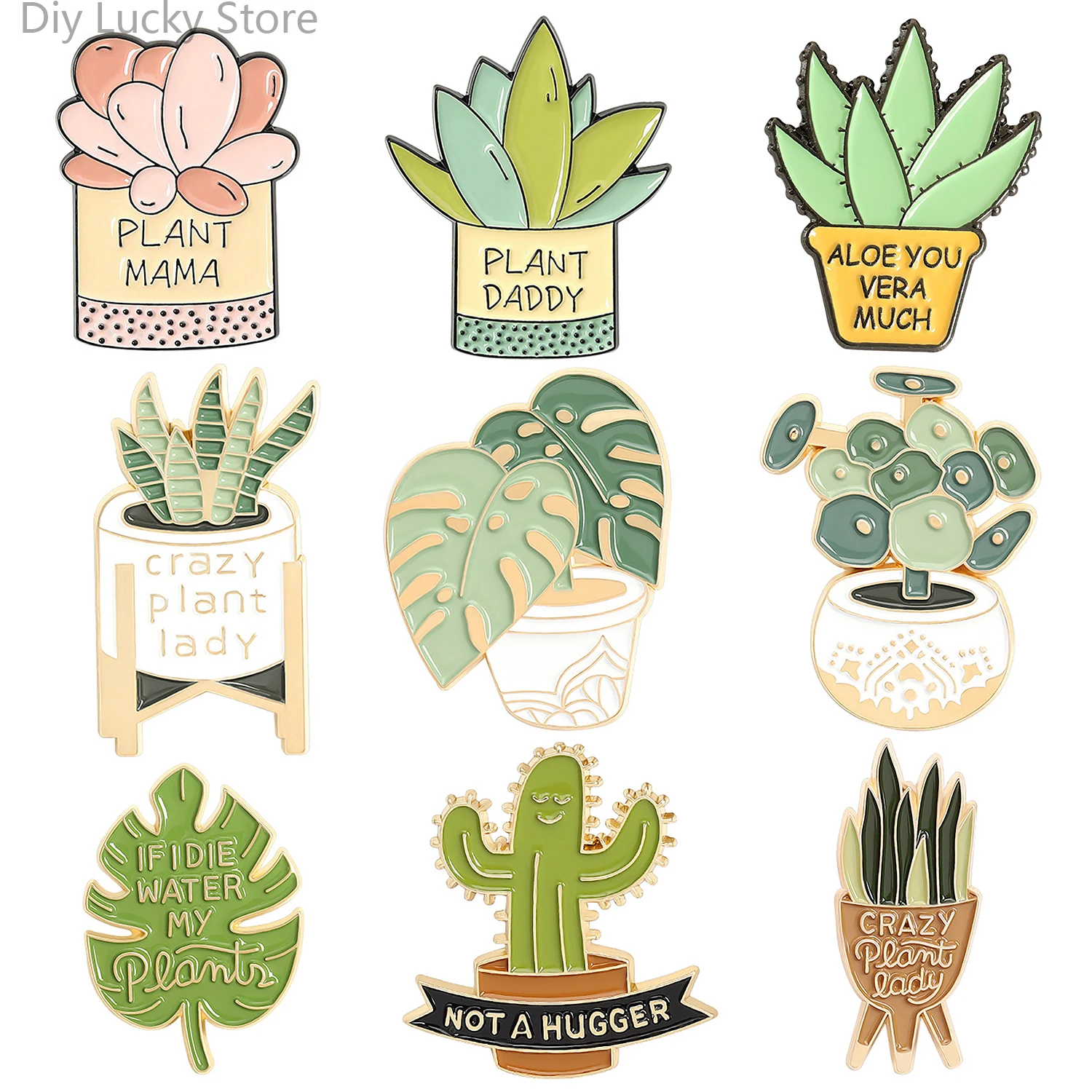 

Cartoon Cactus Pins Potted Plant Pins Monstera Aloe Vera Plant Pins Backpack Clothing Enamel Lapel Pins Brooches Badge Wholesale